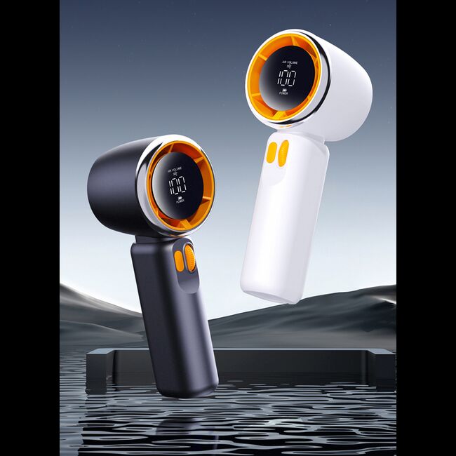 Ventilator Portabil personal Sea Breeze – 100 Trepte Viteza, Afișaj LED, Reglaj Fin, Reincarcabil USB-C, Design Compact - Alb