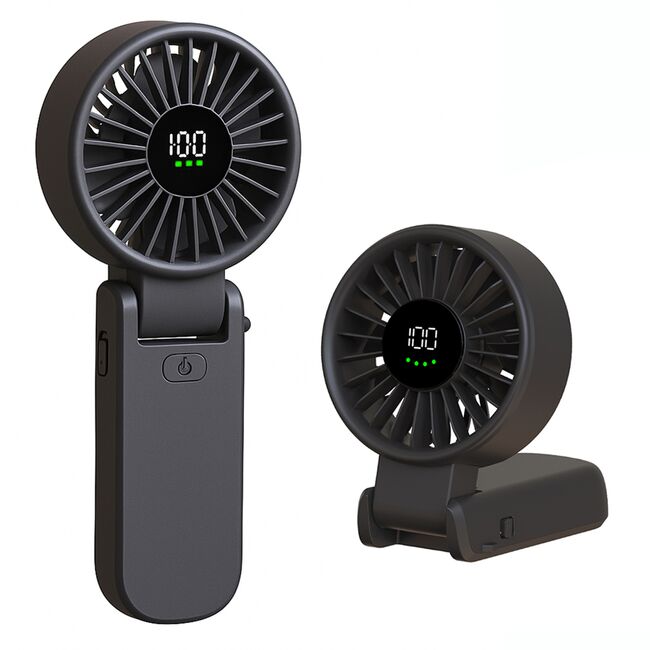 Ventilator Portabil Mini Hand pliabil – 100 Trepte Viteza, 5400 RPM, Ecran Digital LED, reincarcabil USB-C, Design Elegant si control total al fluxului de aer - negru