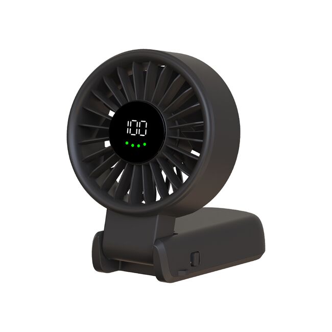 Ventilator Portabil Mini Hand pliabil – 100 Trepte Viteza, 5400 RPM, Ecran Digital LED, reincarcabil USB-C, Design Elegant si control total al fluxului de aer - negru