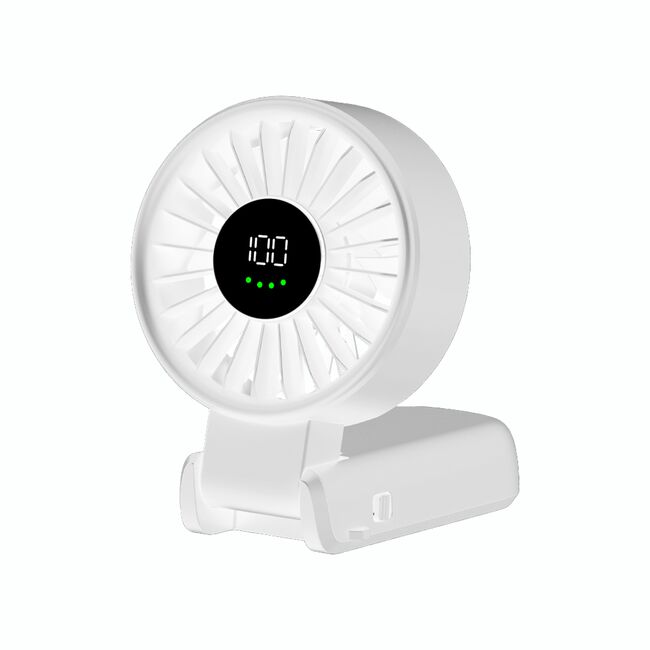 Ventilator Portabil Mini Hand pliabil – 100 Trepte Viteza, 5400 RPM, Ecran Digital LED, reincarcabil USB-C, Design Elegant si control total al fluxului de aer - alb