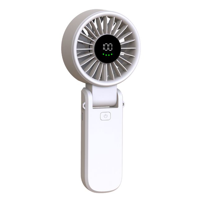 Ventilator Portabil Mini Hand pliabil – 100 Trepte Viteza, 5400 RPM, Ecran Digital LED, reincarcabil USB-C, Design Elegant si control total al fluxului de aer - alb