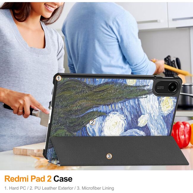 Husa pentru  Xiaomi Redmi Pad 2 tip stand functie sleep/wake-up, protectie 360 - Starry Light