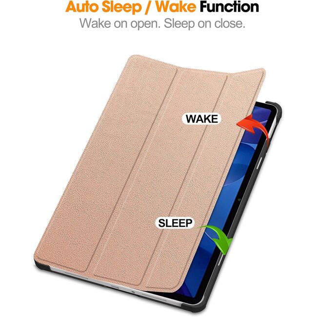 Husa pentru  Xiaomi Redmi Pad 2 tip stand functie sleep/wake-up, protectie 360 - Rose gold