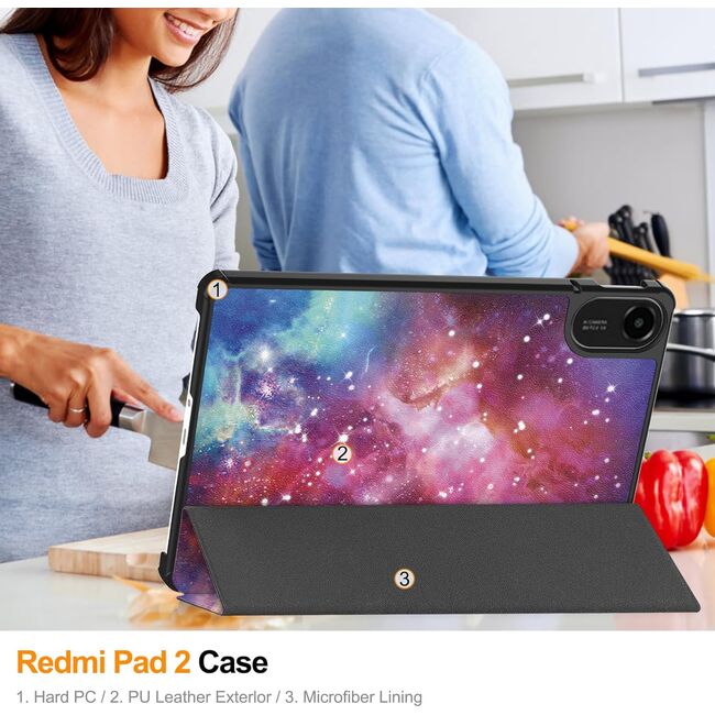 Husa pentru  Xiaomi Redmi Pad 2 tip stand functie sleep/wake-up, protectie 360 - Galaxy