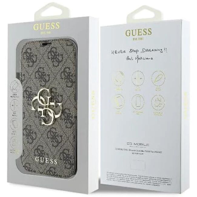 Husa pentru iPhone 16 Plus - Guess Book 4G - Brown