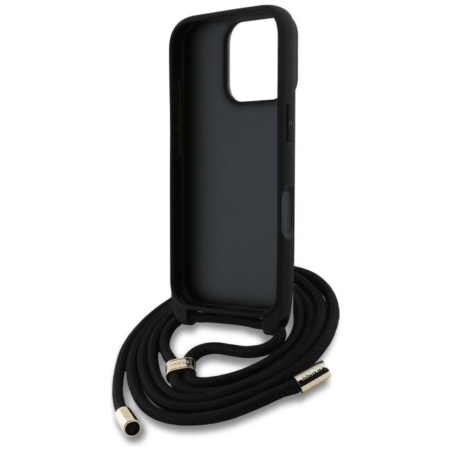 Husa pentru iPhone 16 Pro - Guess Hardcase 4G Big Logo with Cord Strap - Brown