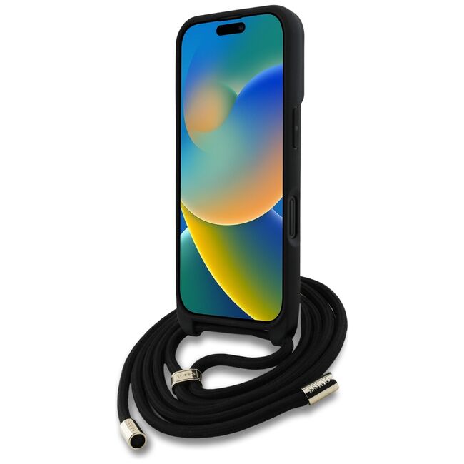 Husa pentru iPhone 16 - Guess Hardcase 4G Big Logo with Cord Strap - Brown