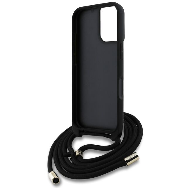 Husa pentru iPhone 16 - Guess Hardcase 4G Big Logo with Cord Strap - Brown