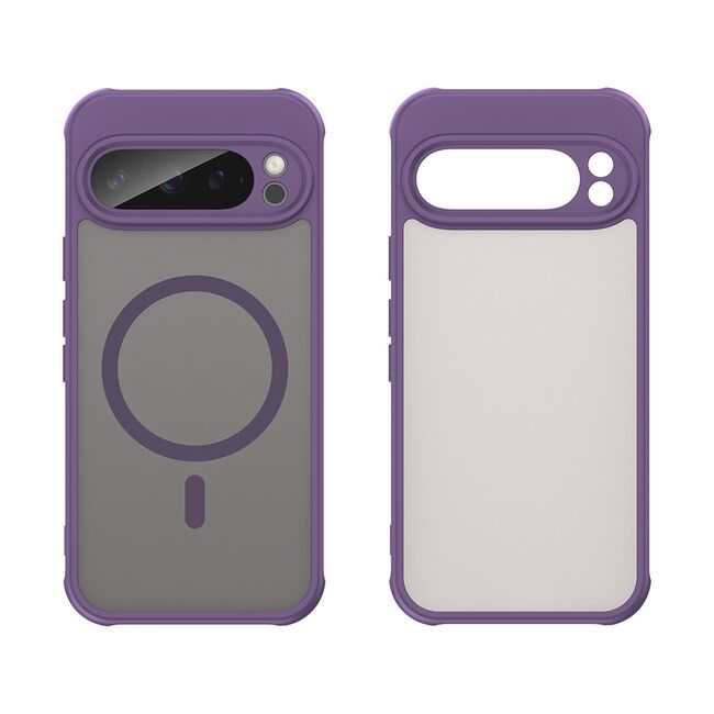 Husa pentru  Google Pixel 9 Pro cu protectie pentru lentile si MagSafe EasyCharge, Ghost Series Anti-ingalbenire, frosted - Mov