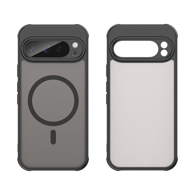 Husa pentru  Google Pixel 9 Pro cu protectie pentru lentile si MagSafe EasyCharge, Ghost Series Anti-ingalbenire, frosted - Negru