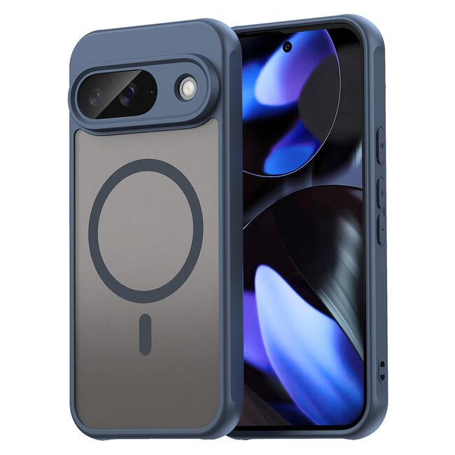 Husa pentru  Google Pixel 9 cu protectie pentru lentile si MagSafe EasyCharge, Ghost Series Anti-ingalbenire, frosted - Albastru