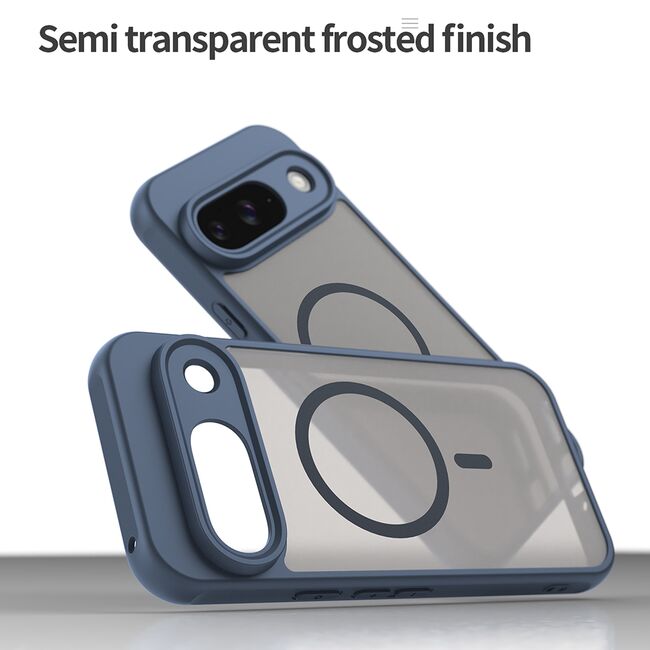 Husa pentru  Google Pixel 9 cu protectie pentru lentile si MagSafe EasyCharge, Ghost Series Anti-ingalbenire, frosted - Albastru