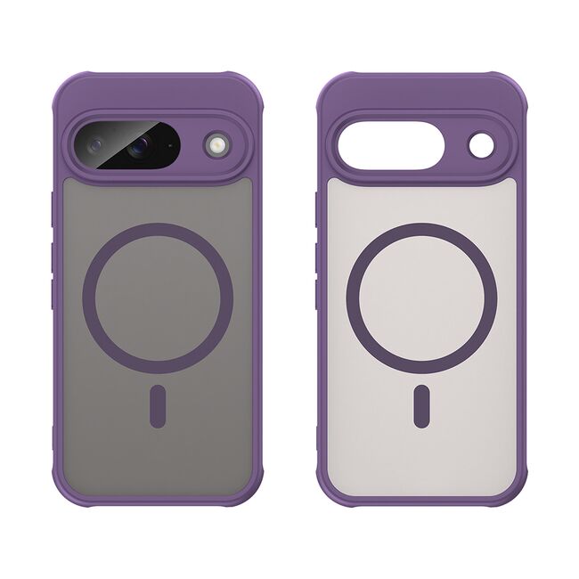 Husa pentru  Google Pixel 9 cu protectie pentru lentile si MagSafe EasyCharge, Ghost Series Anti-ingalbenire, frosted - Mov