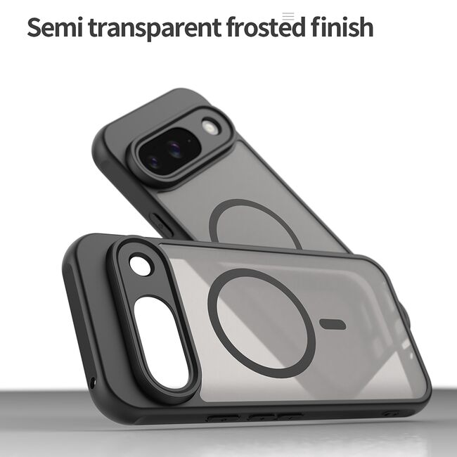 Husa pentru  Google Pixel 9 cu protectie pentru lentile si MagSafe EasyCharge, Ghost Series Anti-ingalbenire, frosted - Negru