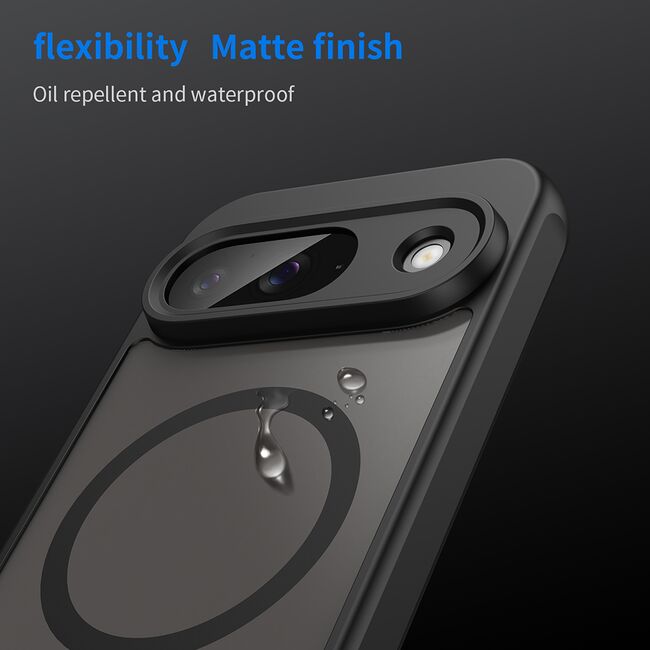 Husa pentru  Google Pixel 9 cu protectie pentru lentile si MagSafe EasyCharge, Ghost Series Anti-ingalbenire, frosted - Negru