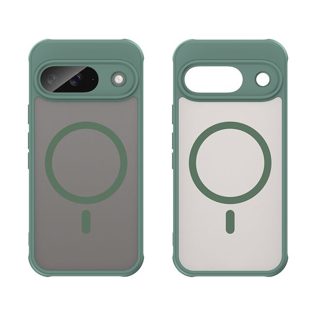 Husa pentru  Google Pixel 9 cu protectie pentru lentile si MagSafe EasyCharge, Ghost Series Anti-ingalbenire, frosted - Verde