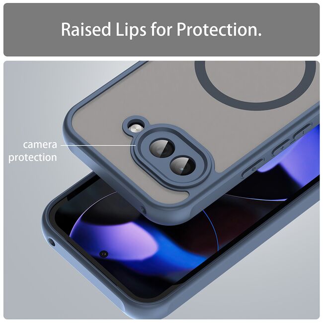 Husa pentru  Google Pixel 9A cu protectie pentru lentile si MagSafe EasyCharge, Ghost Series Anti-ingalbenire, frosted - Albastru