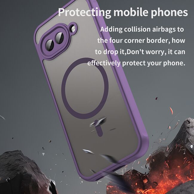 Husa pentru  Google Pixel 9A cu protectie pentru lentile si MagSafe EasyCharge, Ghost Series Anti-ingalbenire, frosted - Mov