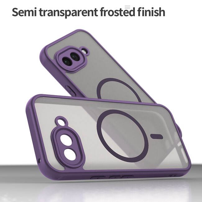 Husa pentru  Google Pixel 9A cu protectie pentru lentile si MagSafe EasyCharge, Ghost Series Anti-ingalbenire, frosted - Mov
