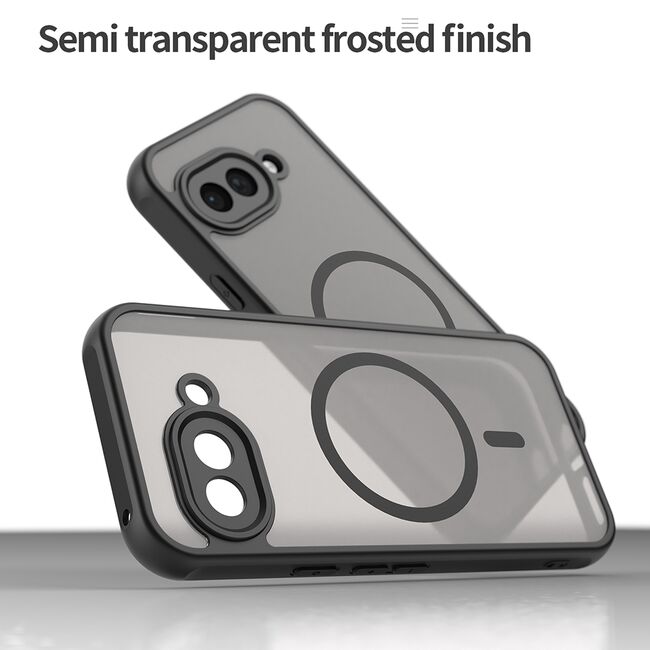 Husa pentru  Google Pixel 9A cu protectie pentru lentile si MagSafe EasyCharge, Ghost Series Anti-ingalbenire, frosted - Negru