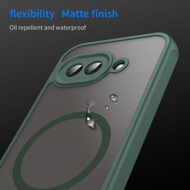 Husa pentru  Google Pixel 9A cu protectie pentru lentile si MagSafe EasyCharge, Ghost Series Anti-ingalbenire, frosted - Verde