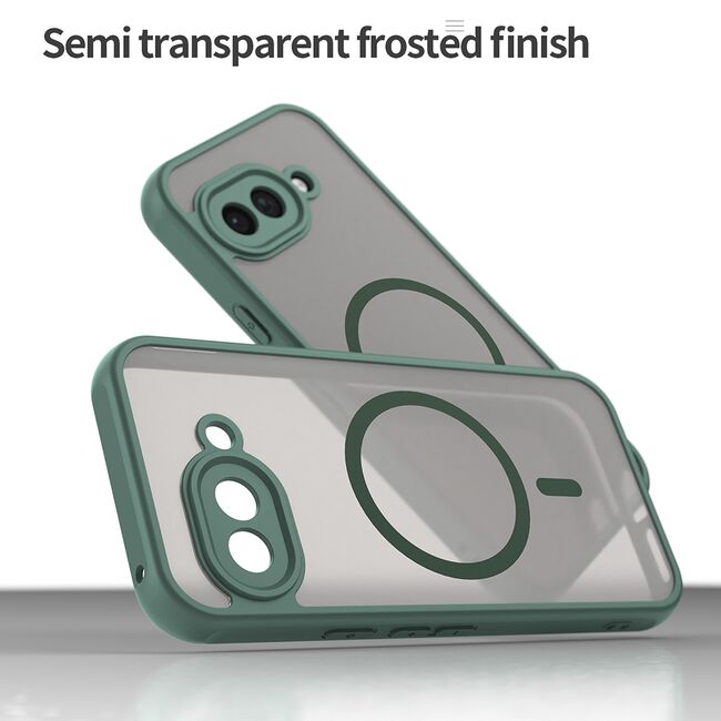 Husa pentru  Google Pixel 9A cu protectie pentru lentile si MagSafe EasyCharge, Ghost Series Anti-ingalbenire, frosted - Verde