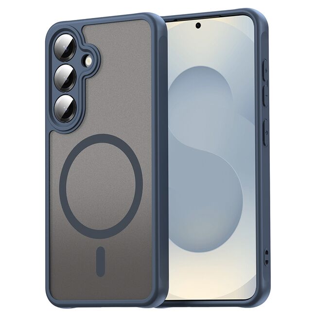 Husa pentru  Samsung Galaxy S24+ Plus cu protectie pentru lentile si MagSafe EasyCharge, Ghost Series Anti-ingalbenire, frosted - Albastru