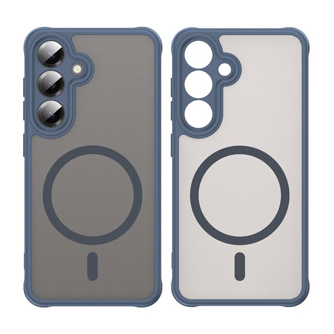 Husa pentru  Samsung Galaxy S24+ Plus cu protectie pentru lentile si MagSafe EasyCharge, Ghost Series Anti-ingalbenire, frosted - Albastru