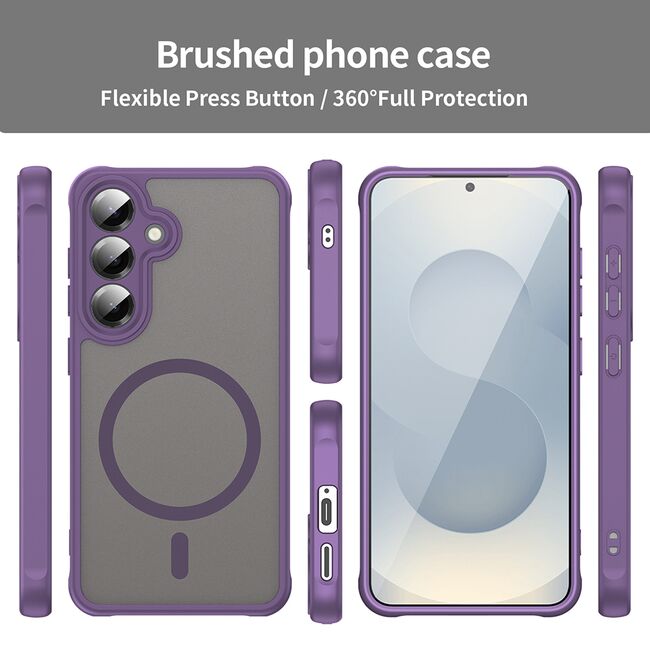 Husa pentru  Samsung Galaxy S24+ Plus cu protectie pentru lentile si MagSafe EasyCharge, Ghost Series Anti-ingalbenire, frosted - Mov