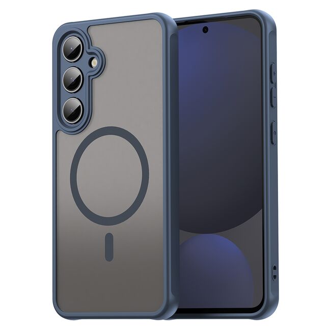 Husa pentru  Samsung Galaxy S24 FE cu protectie pentru lentile si MagSafe EasyCharge, Ghost Series Anti-ingalbenire, frosted - Albastru
