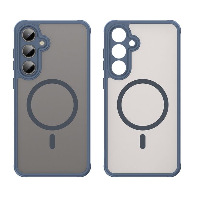 Husa pentru  Samsung Galaxy S24 FE cu protectie pentru lentile si MagSafe EasyCharge, Ghost Series Anti-ingalbenire, frosted - Albastru