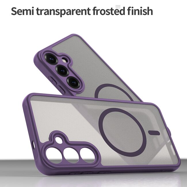 Husa pentru  Samsung Galaxy S25 Plus cu protectie pentru lentile si MagSafe EasyCharge, Ghost Series Anti-ingalbenire, frosted - Mov