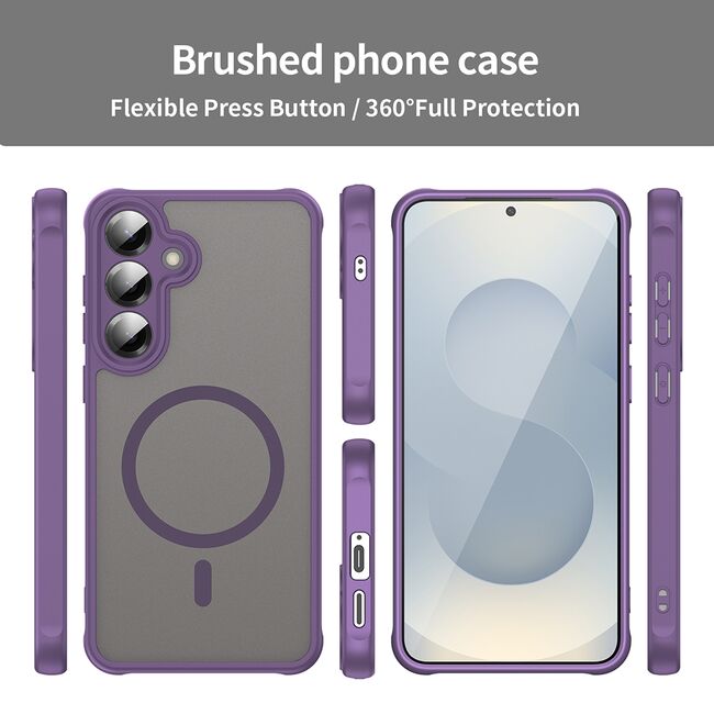 Husa pentru  Samsung Galaxy S25 Plus cu protectie pentru lentile si MagSafe EasyCharge, Ghost Series Anti-ingalbenire, frosted - Mov