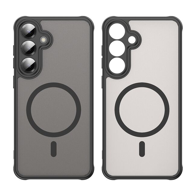 Husa pentru  Samsung Galaxy S25 Plus cu protectie pentru lentile si MagSafe EasyCharge, Ghost Series Anti-ingalbenire, frosted - Negru