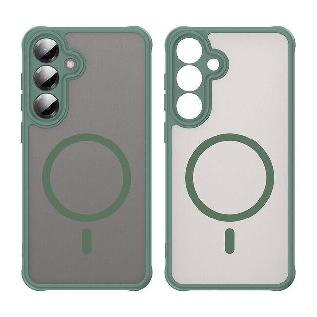Husa pentru  Samsung Galaxy S25 Plus cu protectie pentru lentile si MagSafe EasyCharge, Ghost Series Anti-ingalbenire, frosted - Verde