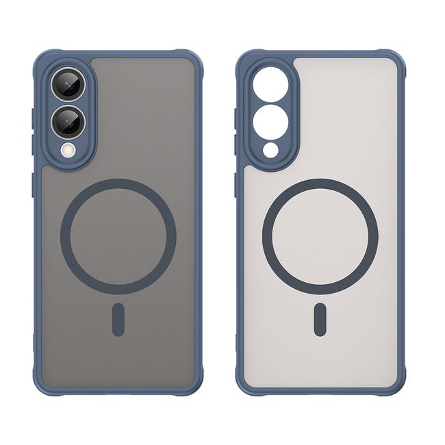 Husa pentru  Samsung Galaxy S25 Edge cu protectie pentru lentile si MagSafe EasyCharge, Ghost Series Anti-ingalbenire, frosted - Albastru
