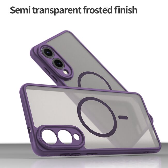Husa pentru  Samsung Galaxy S25 Edge cu protectie pentru lentile si MagSafe EasyCharge, Ghost Series Anti-ingalbenire, frosted - Mov