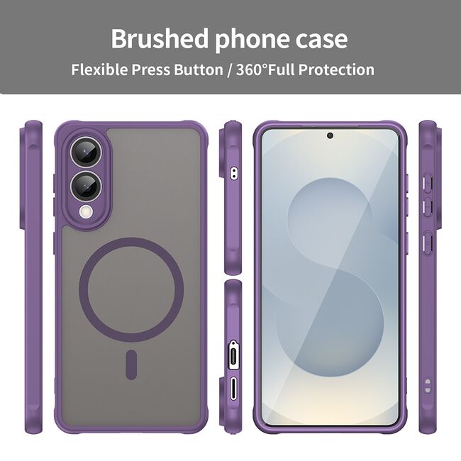 Husa pentru  Samsung Galaxy S25 Edge cu protectie pentru lentile si MagSafe EasyCharge, Ghost Series Anti-ingalbenire, frosted - Mov