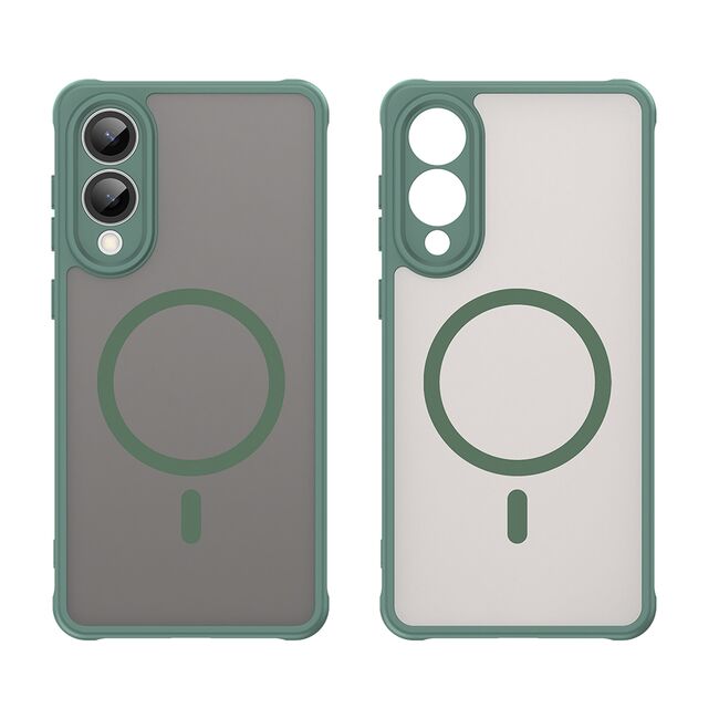Husa pentru  Samsung Galaxy S25 Edge cu protectie pentru lentile si MagSafe EasyCharge, Ghost Series Anti-ingalbenire, frosted - Verde