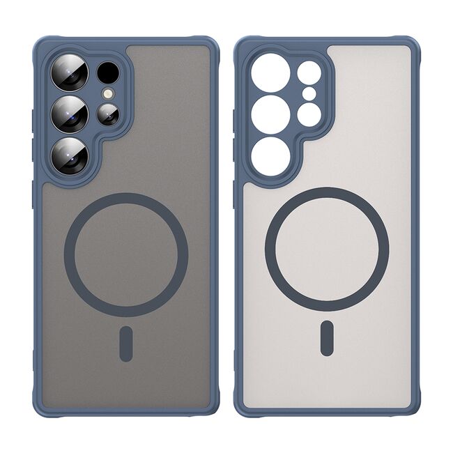 Husa pentru  Samsung Galaxy S25 Ultra cu protectie pentru lentile si MagSafe EasyCharge, Ghost Series Anti-ingalbenire, frosted - Albastru