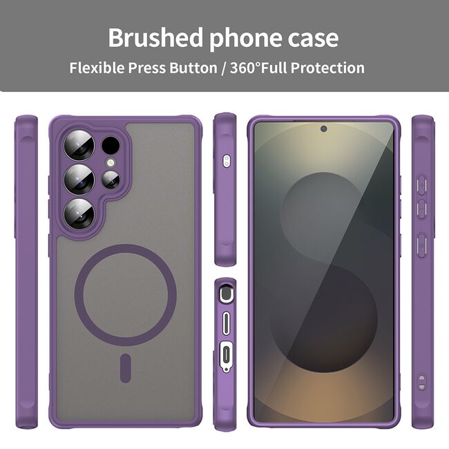 Husa pentru  Samsung Galaxy S25 Ultra cu protectie pentru lentile si MagSafe EasyCharge, Ghost Series Anti-ingalbenire, frosted - Mov