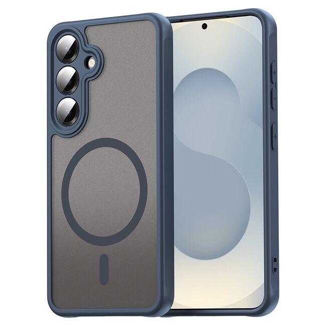 Husa pentru  Samsung Galaxy S25 cu protectie pentru lentile si MagSafe EasyCharge, Ghost Series Anti-ingalbenire, frosted - Albastru