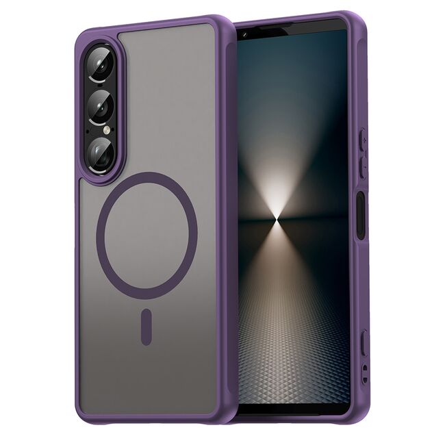 Husa pentru  Sony Xperia 1 VII cu protectie pentru lentile si MagSafe EasyCharge, Ghost Series Anti-ingalbenire, frosted - Mov