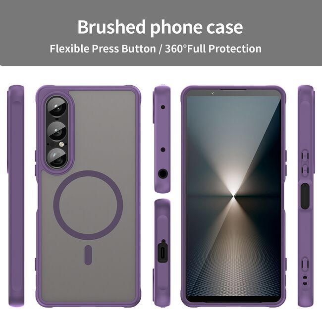 Husa pentru  Sony Xperia 1 VII cu protectie pentru lentile si MagSafe EasyCharge, Ghost Series Anti-ingalbenire, frosted - Mov