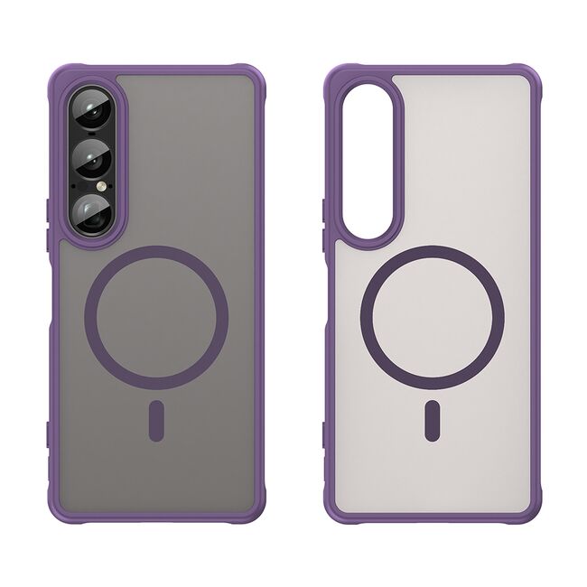 Husa pentru  Sony Xperia 1 VII cu protectie pentru lentile si MagSafe EasyCharge, Ghost Series Anti-ingalbenire, frosted - Mov