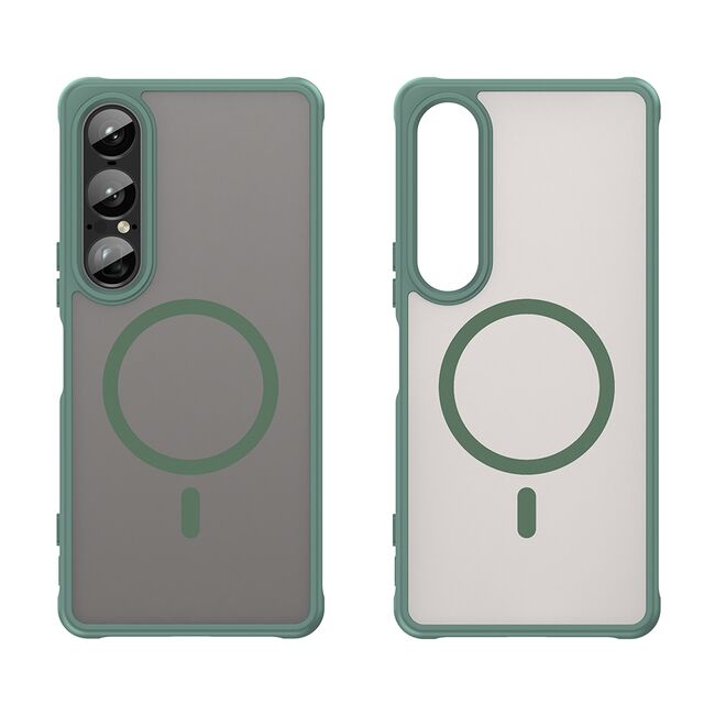 Husa pentru  Sony Xperia 1 VII cu protectie pentru lentile si MagSafe EasyCharge, Ghost Series Anti-ingalbenire, frosted - Verde