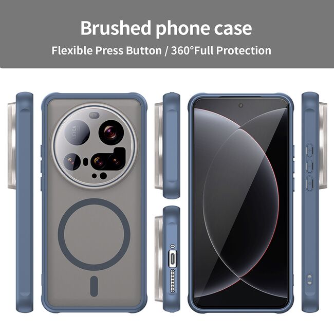 Husa pentru  Xiaomi 15 Ultra cu protectie pentru lentile si MagSafe EasyCharge, Ghost Series Anti-ingalbenire, frosted - Albastru
