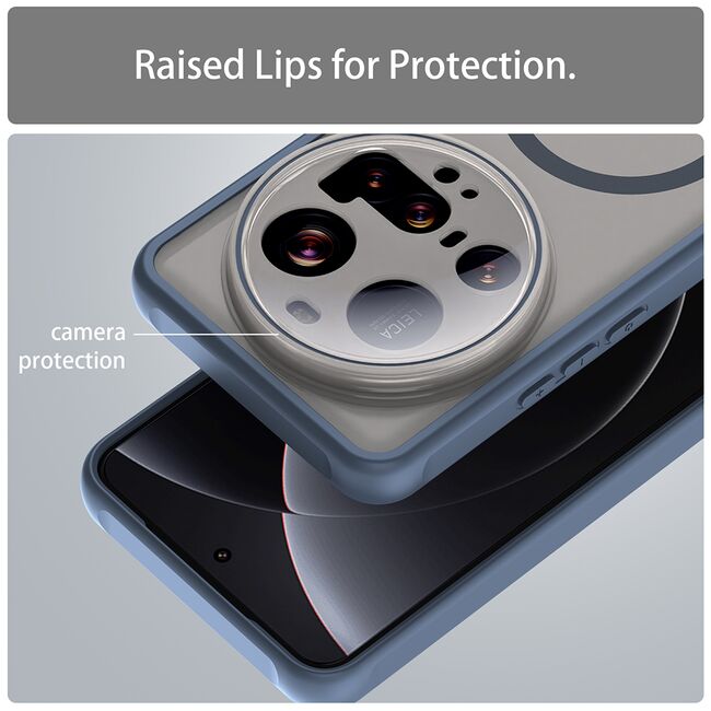 Husa pentru  Xiaomi 15 Ultra cu protectie pentru lentile si MagSafe EasyCharge, Ghost Series Anti-ingalbenire, frosted - Albastru
