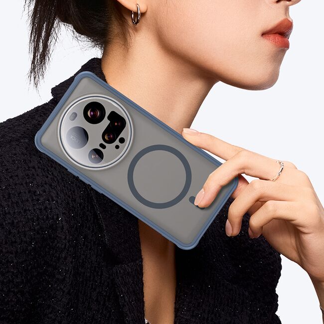 Husa pentru  Xiaomi 15 Ultra cu protectie pentru lentile si MagSafe EasyCharge, Ghost Series Anti-ingalbenire, frosted - Albastru