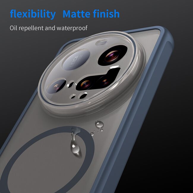 Husa pentru  Xiaomi 15 Ultra cu protectie pentru lentile si MagSafe EasyCharge, Ghost Series Anti-ingalbenire, frosted - Albastru
